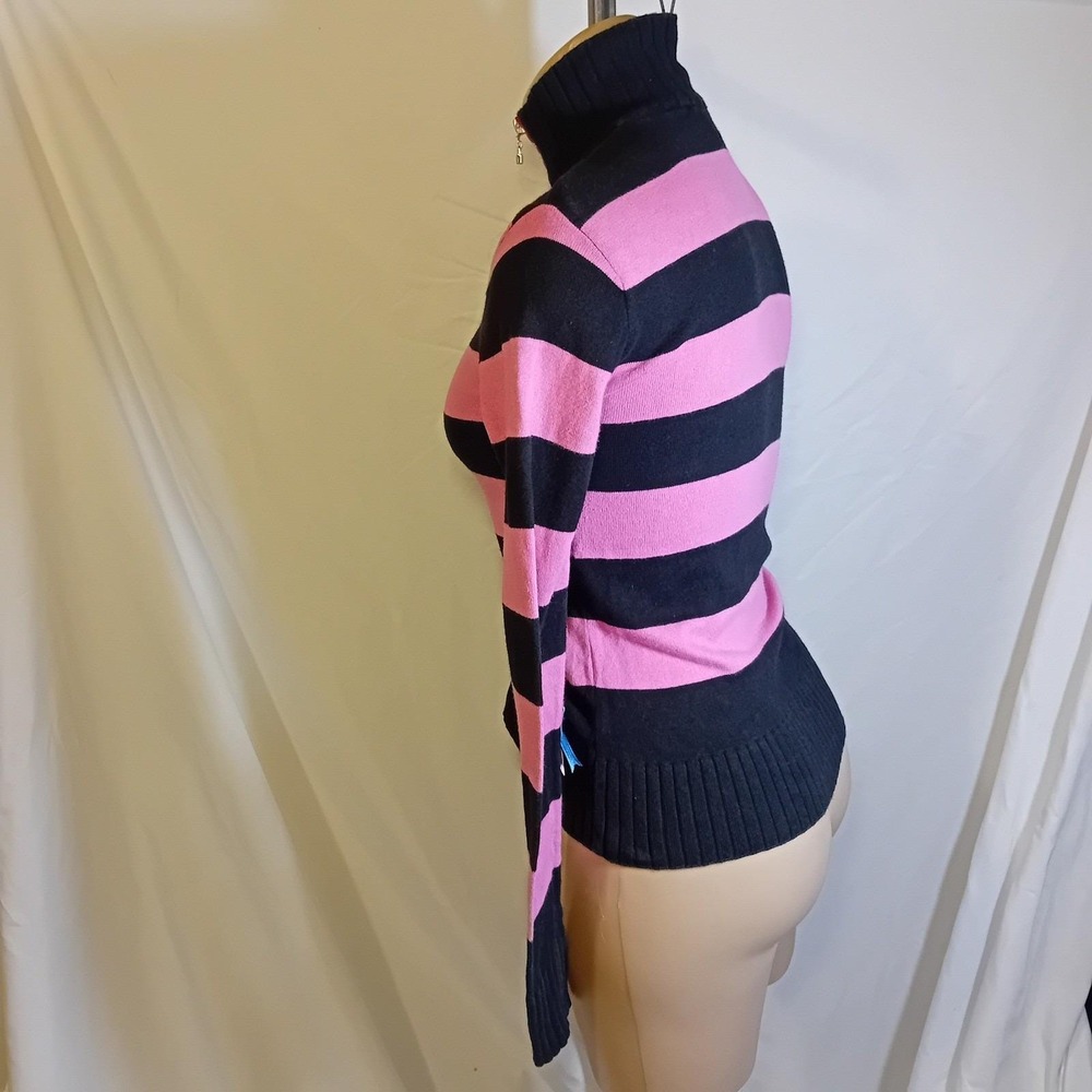 VTG Y2K Juniors XX by MEXX Jeans Stripe Zip Mock Neck Sweater Emo Punk Scene XS - Picture 5 of 16